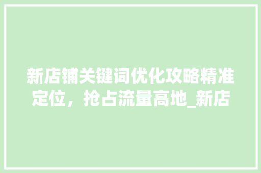 新店铺关键词优化攻略精准定位，抢占流量高地_新店铺怎么优化关键词
