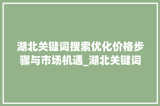 湖北关键词搜索优化价格步骤与市场机遇_湖北关键词搜索优化价格