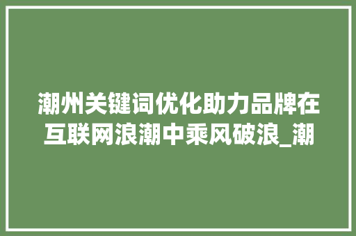 潮州关键词优化助力品牌在互联网浪潮中乘风破浪_潮州关键词优化例子