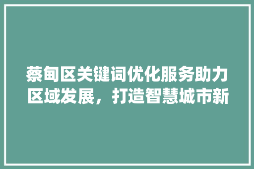 蔡甸区关键词优化服务助力区域发展，打造智慧城市新标杆_蔡甸优化关键词服务