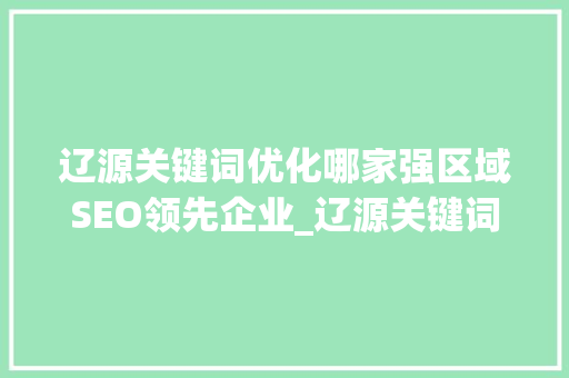 辽源关键词优化哪家强区域SEO领先企业_辽源关键词优化哪家强