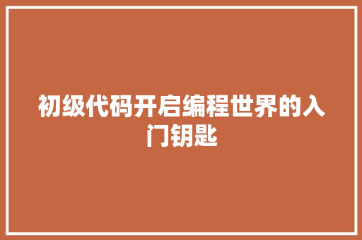 初级代码开启编程世界的入门钥匙