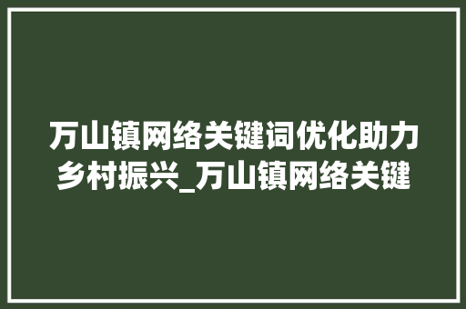 万山镇网络关键词优化助力乡村振兴_万山镇网络关键词优化