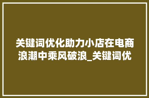 关键词优化助力小店在电商浪潮中乘风破浪_关键词优化小店怎么做