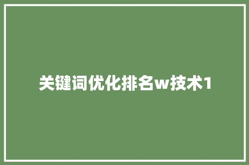 关键词优化排名w技术1