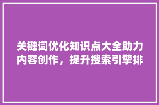 关键词优化知识点大全助力内容创作，提升搜索引擎排名_关键词优化知识点大全