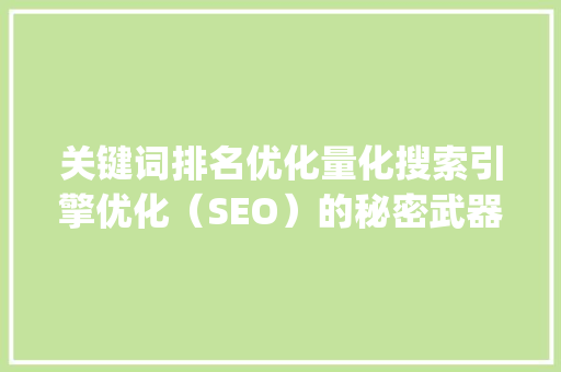 关键词排名优化量化搜索引擎优化（SEO）的秘密武器_搜索关键词排名优化量化