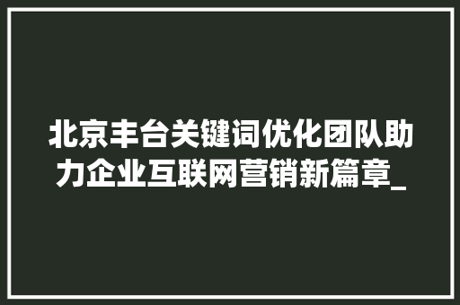 北京丰台关键词优化团队助力企业互联网营销新篇章_北京丰台关键词优化团队