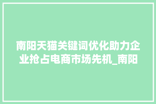 南阳天猫关键词优化助力企业抢占电商市场先机_南阳天猫关键词优化排名