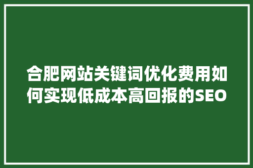 合肥网站关键词优化费用如何实现低成本高回报的SEO步骤_合肥网站关键词优化费用
