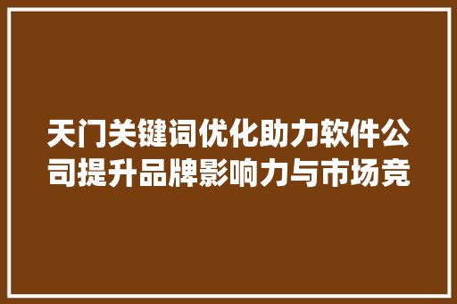 天门关键词优化助力软件公司提升品牌影响力与市场竞争力_天门关键词优化软件公司