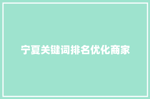 宁夏关键词排名优化商家