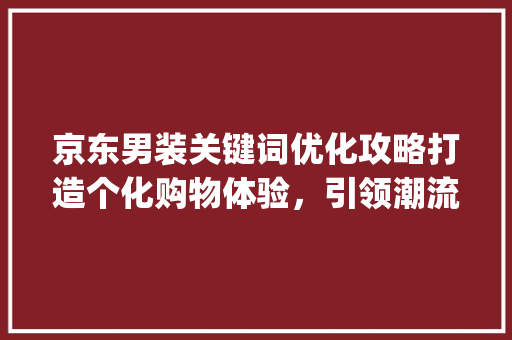 京东男装关键词优化攻略打造个化购物体验，引领潮流风尚_京东男装关键词优化