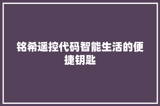 铭希遥控代码智能生活的便捷钥匙