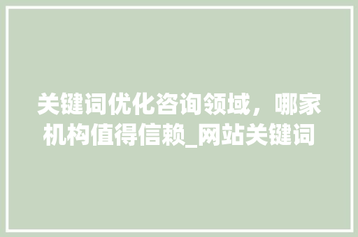 关键词优化咨询领域，哪家机构值得信赖_网站关键词优化咨询哪家