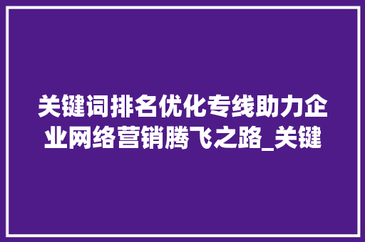 关键词排名优化专线助力企业网络营销腾飞之路_关键词排名优化专线