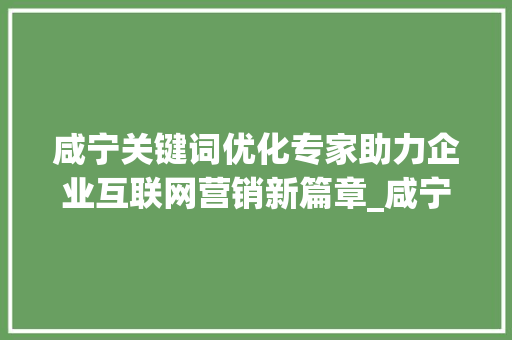 咸宁关键词优化专家助力企业互联网营销新篇章_咸宁关键词优化专家招聘