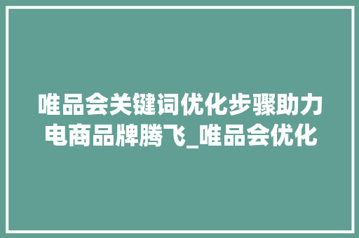 唯品会关键词优化步骤助力电商品牌腾飞_唯品会优化关键词