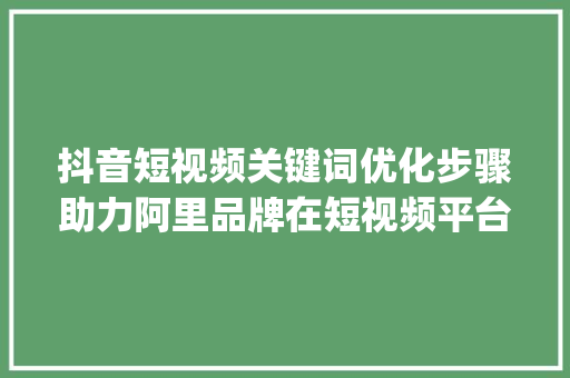 抖音短视频关键词优化步骤助力阿里品牌在短视频平台精准引流_阿里抖音关键词优化