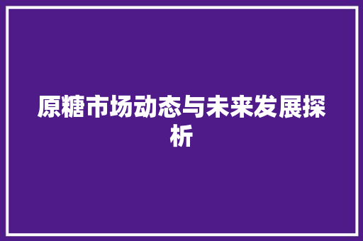 原糖市场动态与未来发展探析