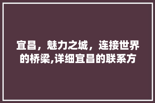 宜昌，魅力之城，连接世界的桥梁,详细宜昌的联系方式优化步骤_宜昌关键词优化联系方式