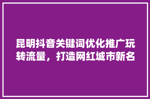 昆明抖音关键词优化推广玩转流量，打造网红城市新名片_昆明抖音关键词优化推广