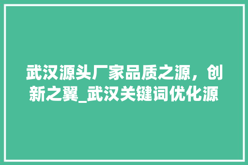 武汉源头厂家品质之源，创新之翼_武汉关键词优化源头厂家