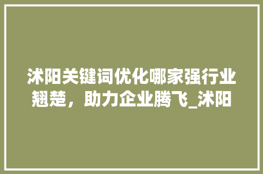 沭阳关键词优化哪家强行业翘楚，助力企业腾飞_沭阳关键词优化哪家好