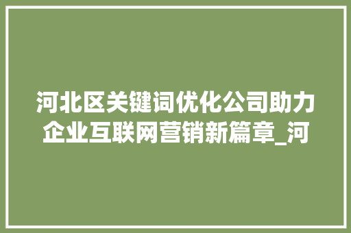 河北区关键词优化公司助力企业互联网营销新篇章_河北区关键词优化公司