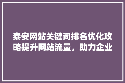泰安网站关键词排名优化攻略提升网站流量，助力企业腾飞_泰安网站关键词排名优化