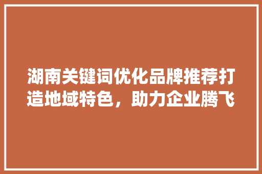 湖南关键词优化品牌推荐打造地域特色，助力企业腾飞_湖南关键词优化品牌推荐