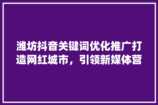 潍坊抖音关键词优化推广打造网红城市，引领新媒体营销新风尚_潍坊抖音关键词优化推广