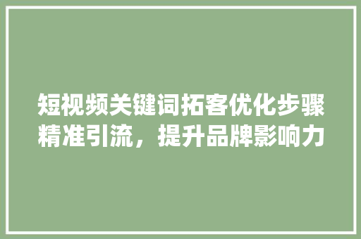 短视频关键词拓客优化步骤精准引流，提升品牌影响力_短视频关键词拓客优化