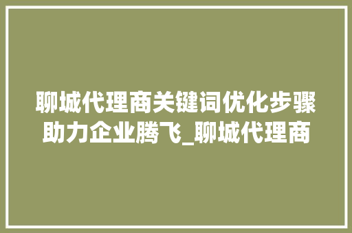 聊城代理商关键词优化步骤助力企业腾飞_聊城代理商关键词优化