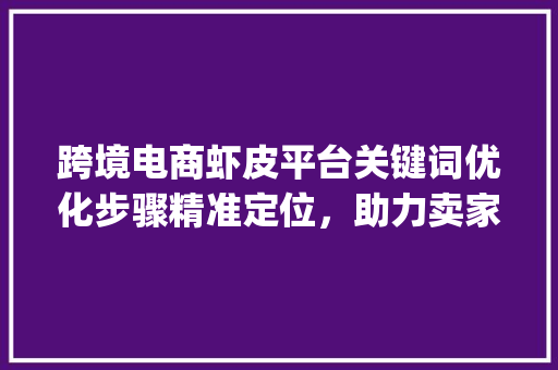 跨境电商虾皮平台关键词优化步骤精准定位，助力卖家高效运营_跨境电商虾皮优化关键词