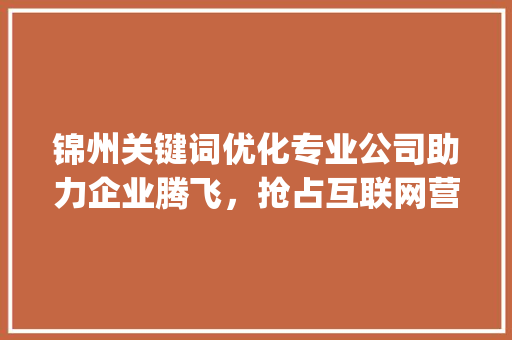 锦州关键词优化专业公司助力企业腾飞，抢占互联网营销制高点_锦州关键词优化专业公司