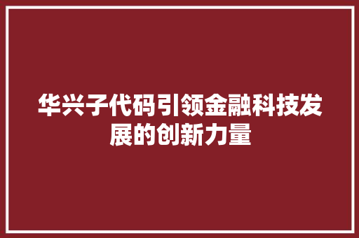 华兴子代码引领金融科技发展的创新力量