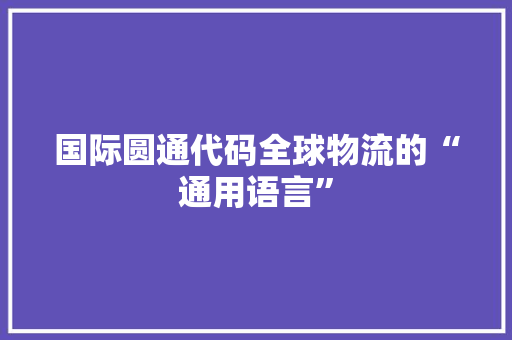 国际圆通代码全球物流的“通用语言”