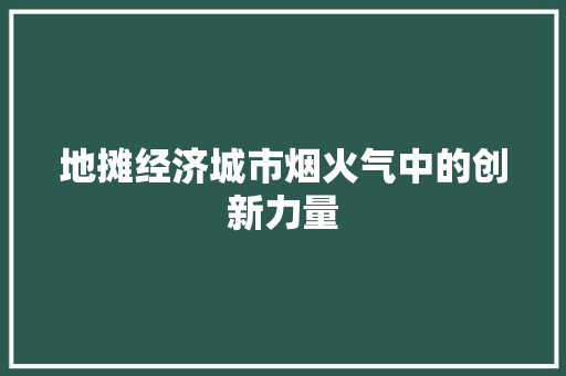 地摊经济城市烟火气中的创新力量