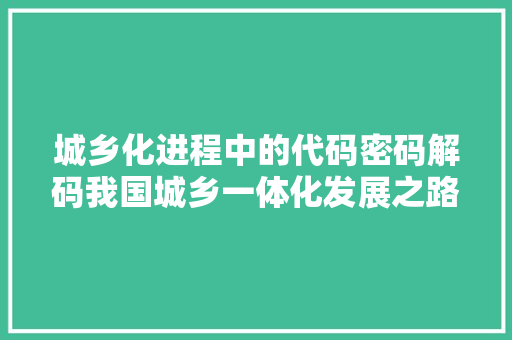 城乡化进程中的代码密码解码我国城乡一体化发展之路