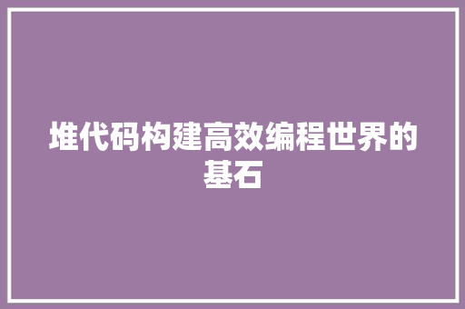 堆代码构建高效编程世界的基石
