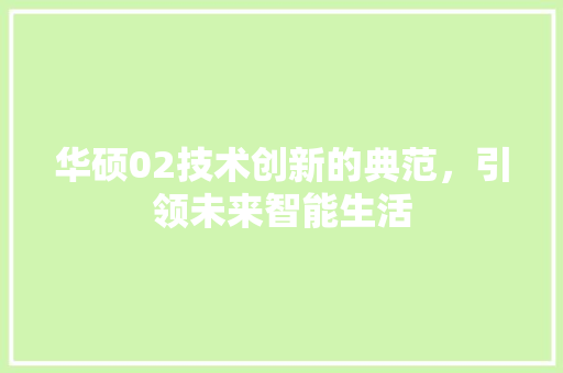 华硕02技术创新的典范，引领未来智能生活