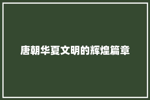 唐朝华夏文明的辉煌篇章