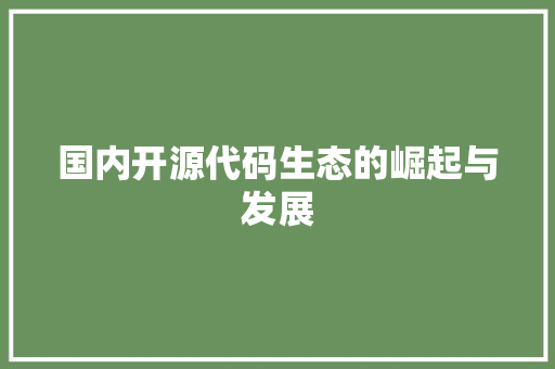 国内开源代码生态的崛起与发展