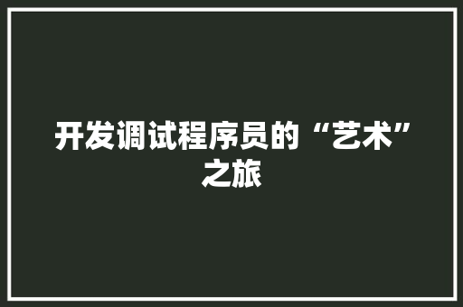 开发调试程序员的“艺术”之旅