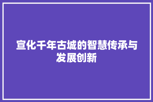 宣化千年古城的智慧传承与发展创新
