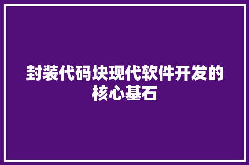 封装代码块现代软件开发的核心基石