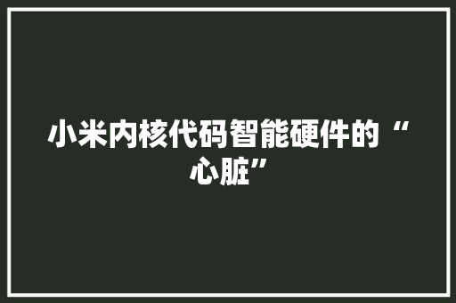小米内核代码智能硬件的“心脏”