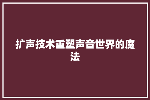 扩声技术重塑声音世界的魔法