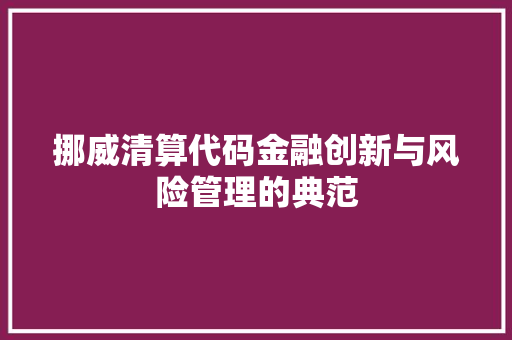 挪威清算代码金融创新与风险管理的典范